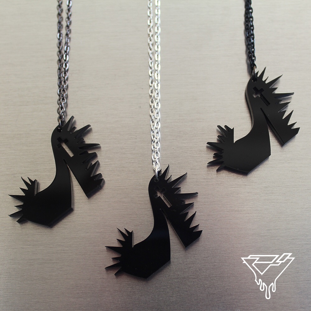 New goth spikey heel edgy fashion necklace